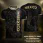 Mexico Black Heritage Map Soccer Jersey with Golden Aztec Accents