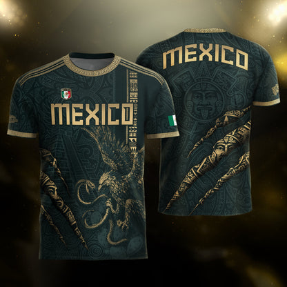 Test - Mexico Soccer Jersey Dark Green Aztec Eagle and Warrior Claw Design (Copy)