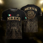 Mexico Soccer Jersey Black Gold Aztec Calendar Eagle Emblem Design