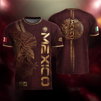 Mexico Aztec Gold Eagle Soccer Jersey 3-Pack Bundle – Black Gold Warrior + Green Gold Heritage + Burgundy Eagle Heritage
