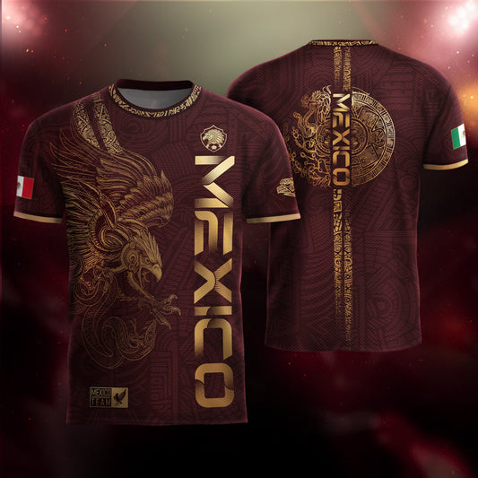 Mexico Burgundy Aztec Eagle Heritage Soccer Jersey (Bundle)