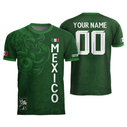 Custom Soccer Jersey Mexico Green Aztec Eagle Serpent Design