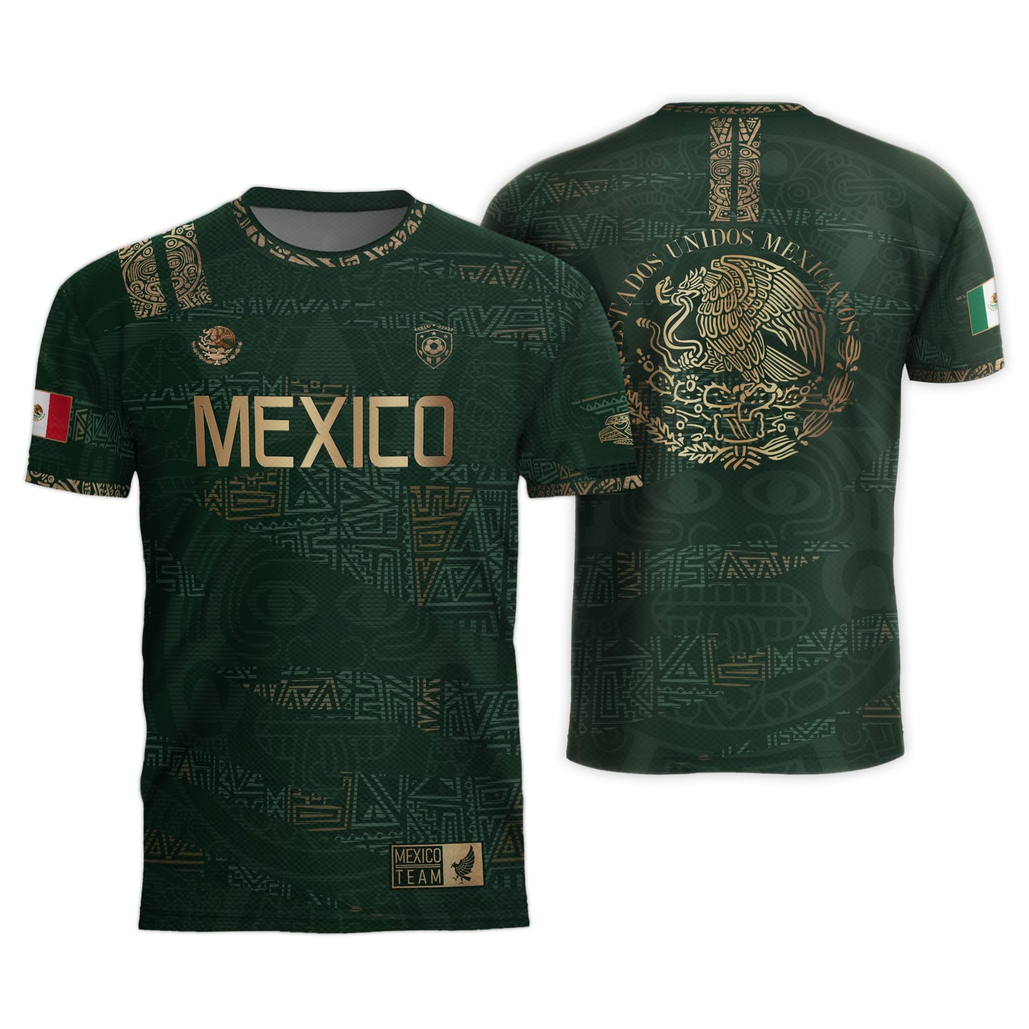 Mexico Green Gold Aztec Heritage Soccer Jersey Bundle