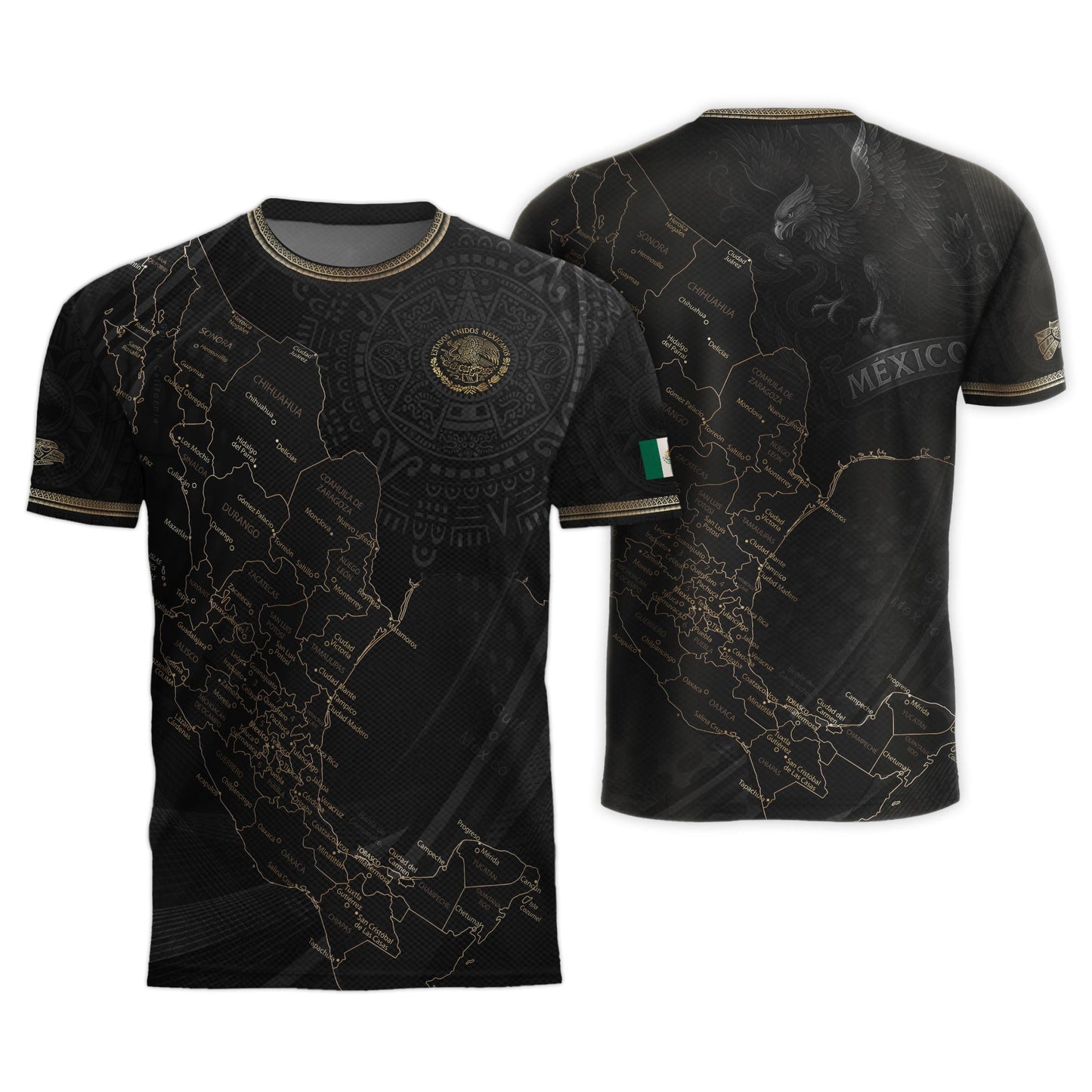 Mexico Soccer Jersey Black Aztec Sunstone Heritage Map Design Bundle