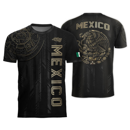 Mexico Black Gold Aztec Mayan Calendar Eagle Heritage National Soccer Jersey