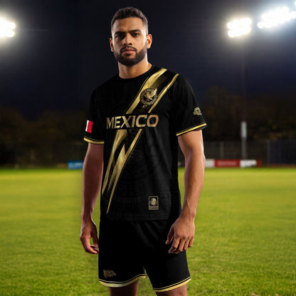 Mexico Black Gold Lightning Map Heritage Soccer Jersey