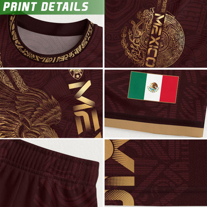 Mexico Aztec Gold Eagle Soccer Jersey 3-Pack Bundle – Black Gold Warrior + Green Gold Heritage + Burgundy Eagle Heritage