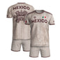 Mexico White Soccer Jersey Aztec Sun Stone Eagle Design