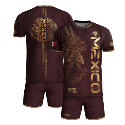 Mexico Burgundy Aztec Eagle Heritage Soccer Jersey (Bundle)