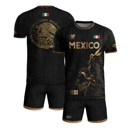Mexico Black Gold Flag Heritage Estados Unidos Mexicanos National Soccer Jersey