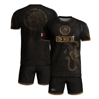 Mexico Black Gold Eagle Snake Heritage Estados Unidos Mexicanos National Soccer Jersey