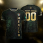 Custom Mexico Soccer Jersey Black Gold Heritage Aztec Calendar Design