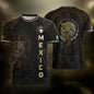 Mexico Soccer Jersey Black Gold Aztec Calendar & Eagle Emblem