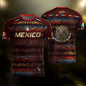 Mexico Soccer Jersey Red Multitone Aztec Calendar & Eagle Crest