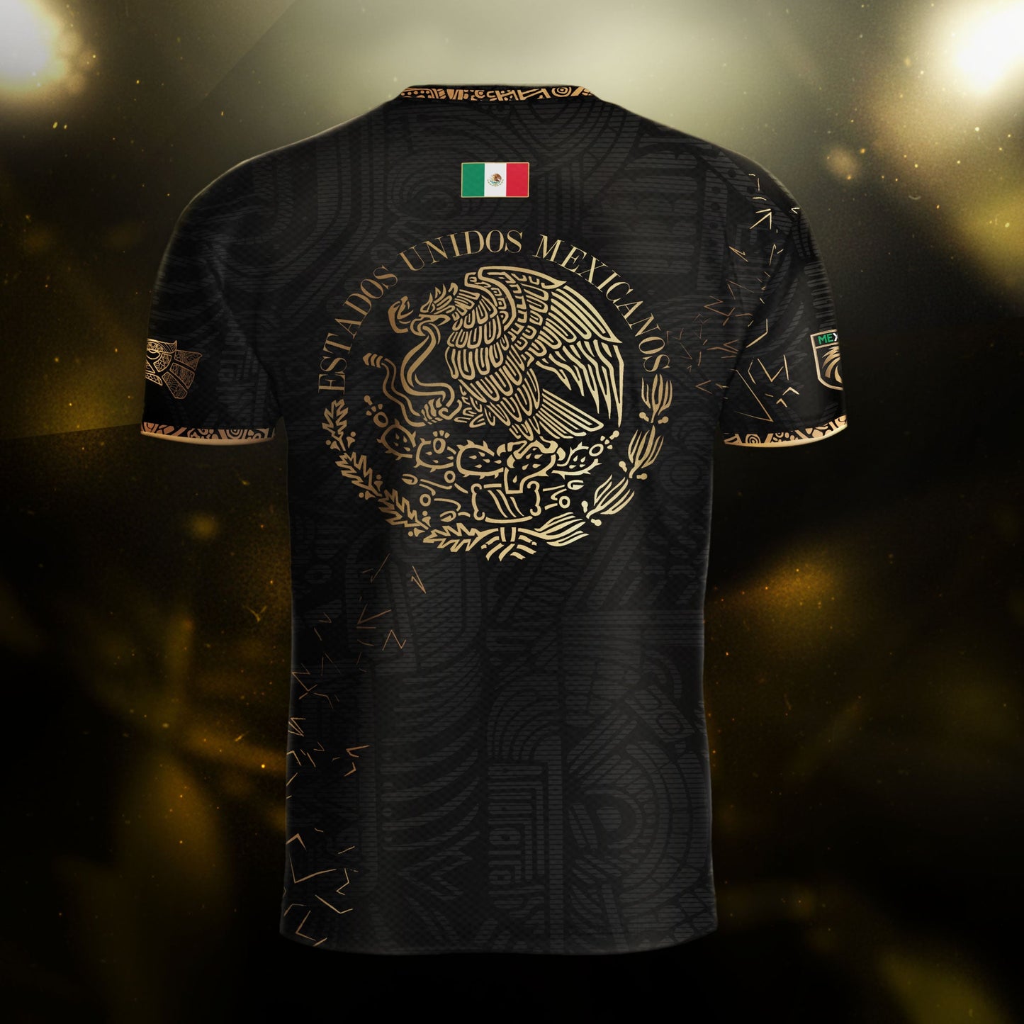Mexico Black Gold Flag Heritage Estados Unidos Mexicanos National Soccer Jersey