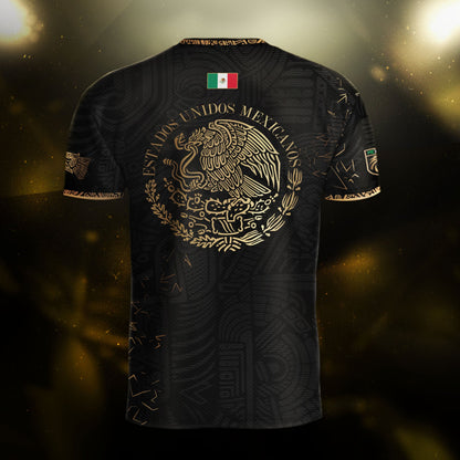 Mexico Black Gold Flag Heritage Estados Unidos Mexicanos National Soccer Jersey