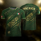 Mexico Green Gold Aztec Calendar National Pride Mens Football Soccer Jersey
