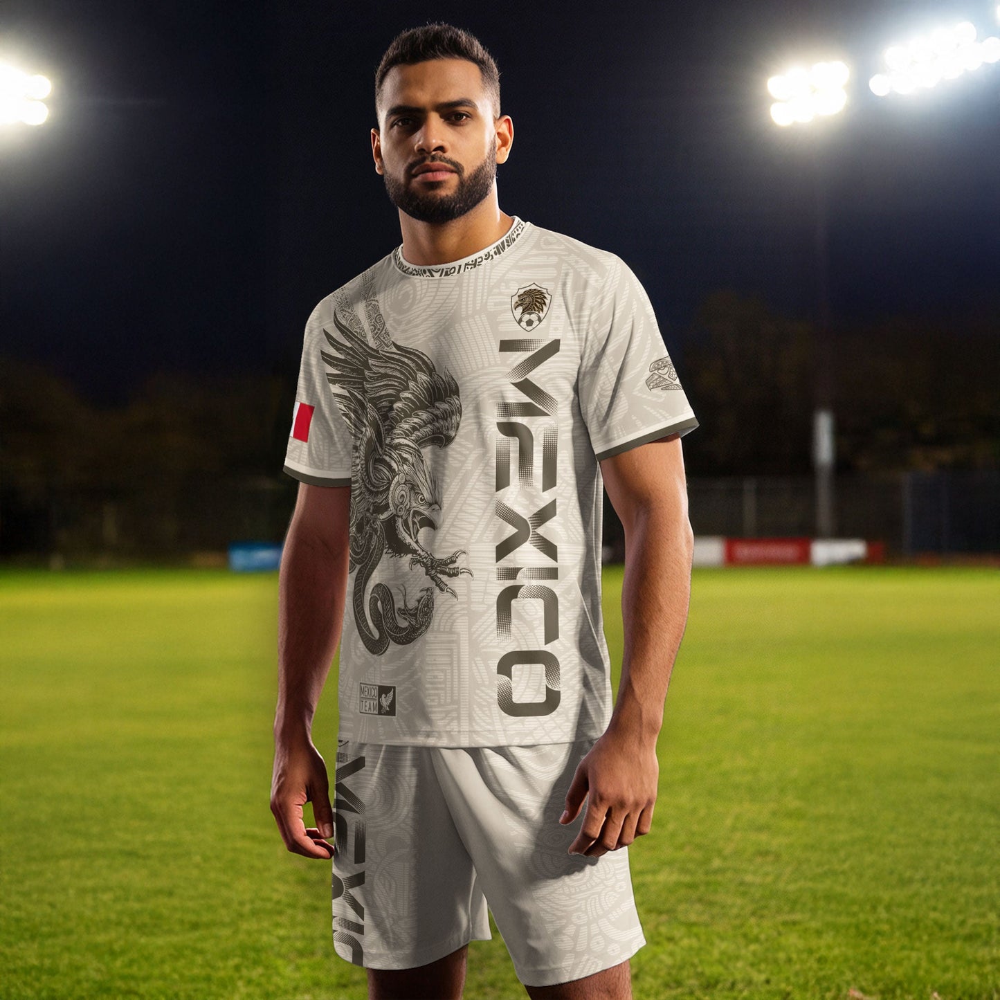 Mexico Beige Aztec Eagle Heritage Adult Soccer Jersey