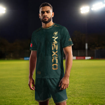 Mexico Dark Green Aztec Pyramid Heritage Estados Unidos Mexicanos Soccer Jersey