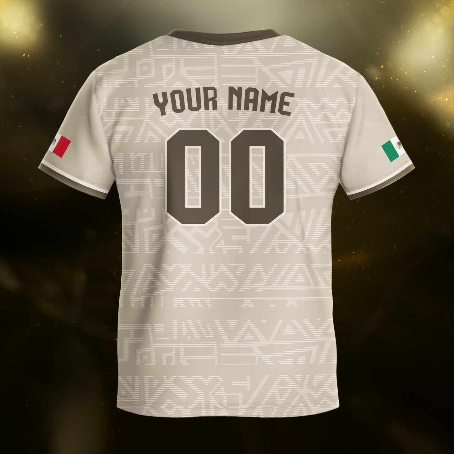 Custom Mexico Kids Soccer Jersey Beige Aztec Eagle & Serpent Heritage Design