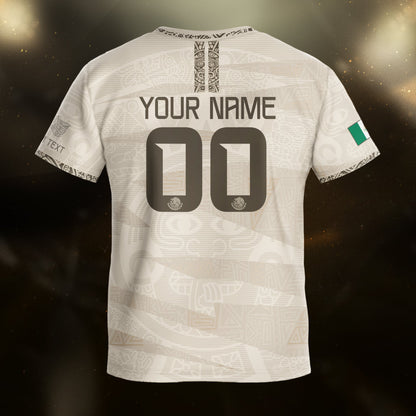 Custom Mexico Beige Aztec Kids Soccer Jersey