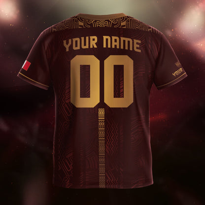 Custom Kids Mexico Soccer Jersey Maroon Aztec Heritage Design