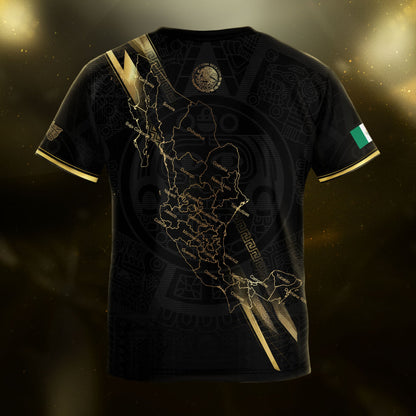 Mexico Map Gold Black Dynamic Design Kids Soccer Soccer Jersey