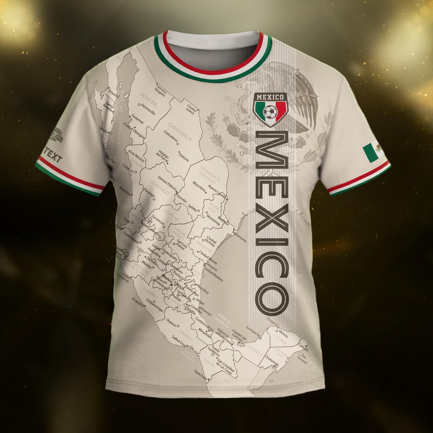 Custom Mexico Kids Soccer Jersey Beige Heritage Map Design