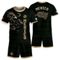 Mexico Kids Soccer Jersey Green Gold Aztec Eagle Serpent Design