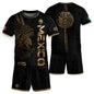 Mexico Black Gold Eagle Vertical Print Youth Fan Soccer Jersey