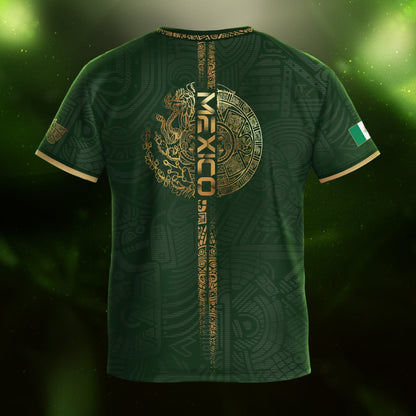 Mexico Green Gold Eagle Graphic Youth Fan Kids Soccer Jersey