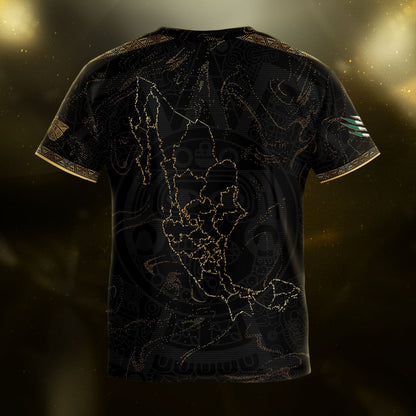 Mexico Map Gold Black Dynamic Replica Training Kids Soccer Jersey