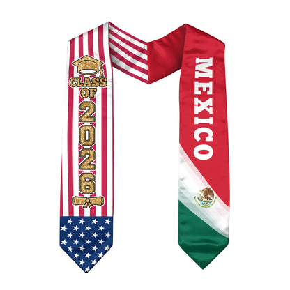 Mexico Graduation Stole 2026, Mexican Sash for Graduation Day, Class of 2026 Celebration