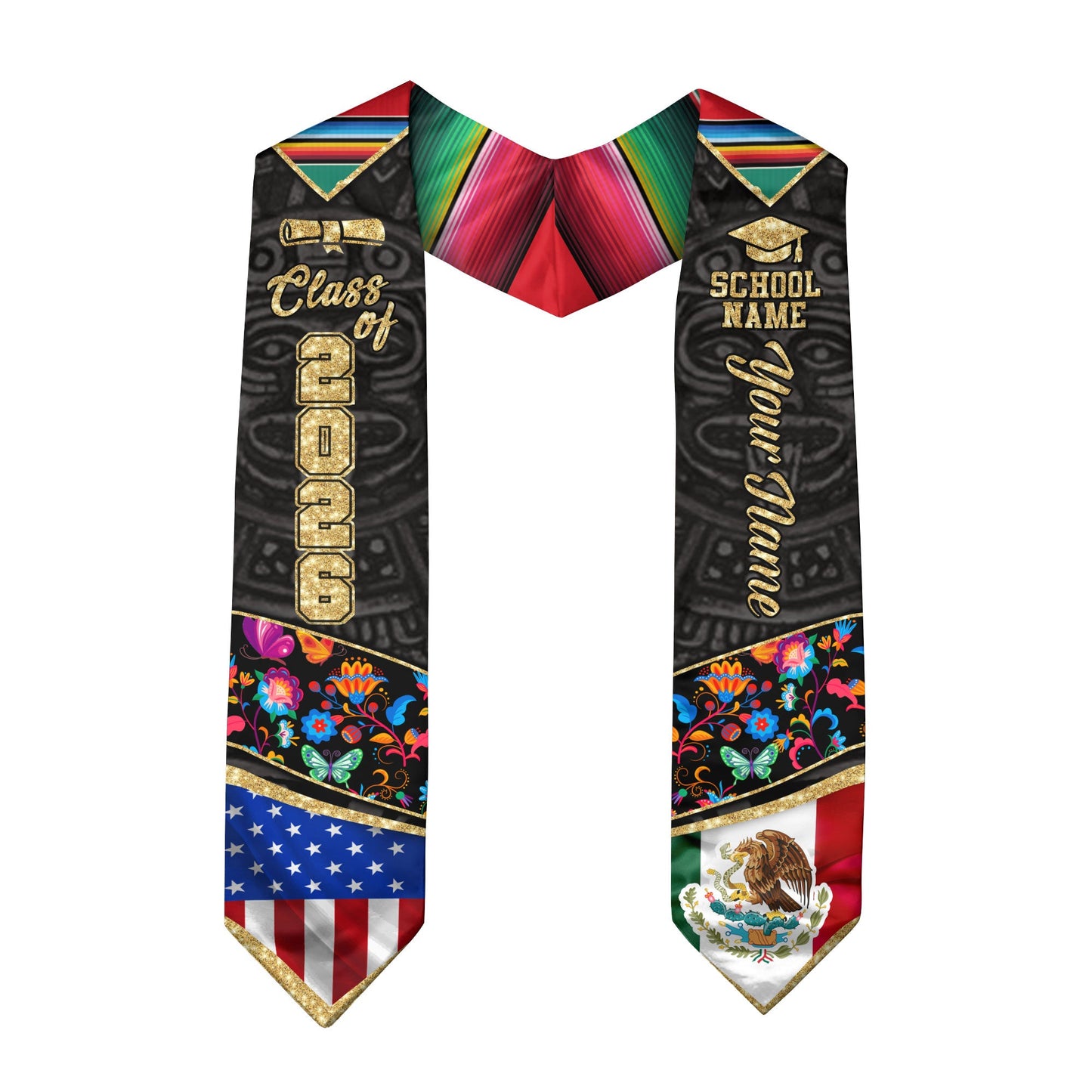 Mexico Stole 2026 Custom, Mexican Graduation Sash, Personalized Graduate