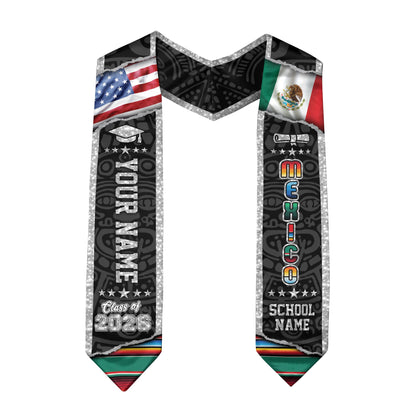 Personalized Mexican Stole 2026, Mexico Graduation Sash, Custom Graduate GIft