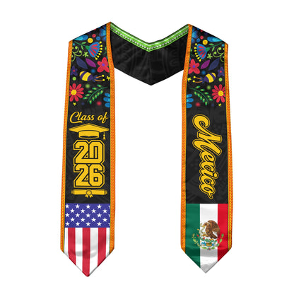 Mexican Stole Mexico 2026, Graduation Sash Elegant Design