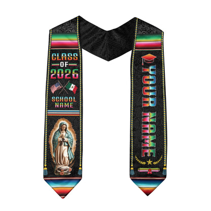 Mexican Graduation Sash 2026 Custom, Personalized Mexico Stole for Graduate, Classic Mexican Stole for Graduation Ceremony