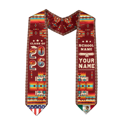 Mexico Aztec Custom Graduate Stole 2026, Mexican Graduation Sash Unique Design