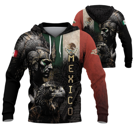 Mexico Flag Aztec Warrior Eagle Heritage Pride Legacy Cultural Power Hoodie