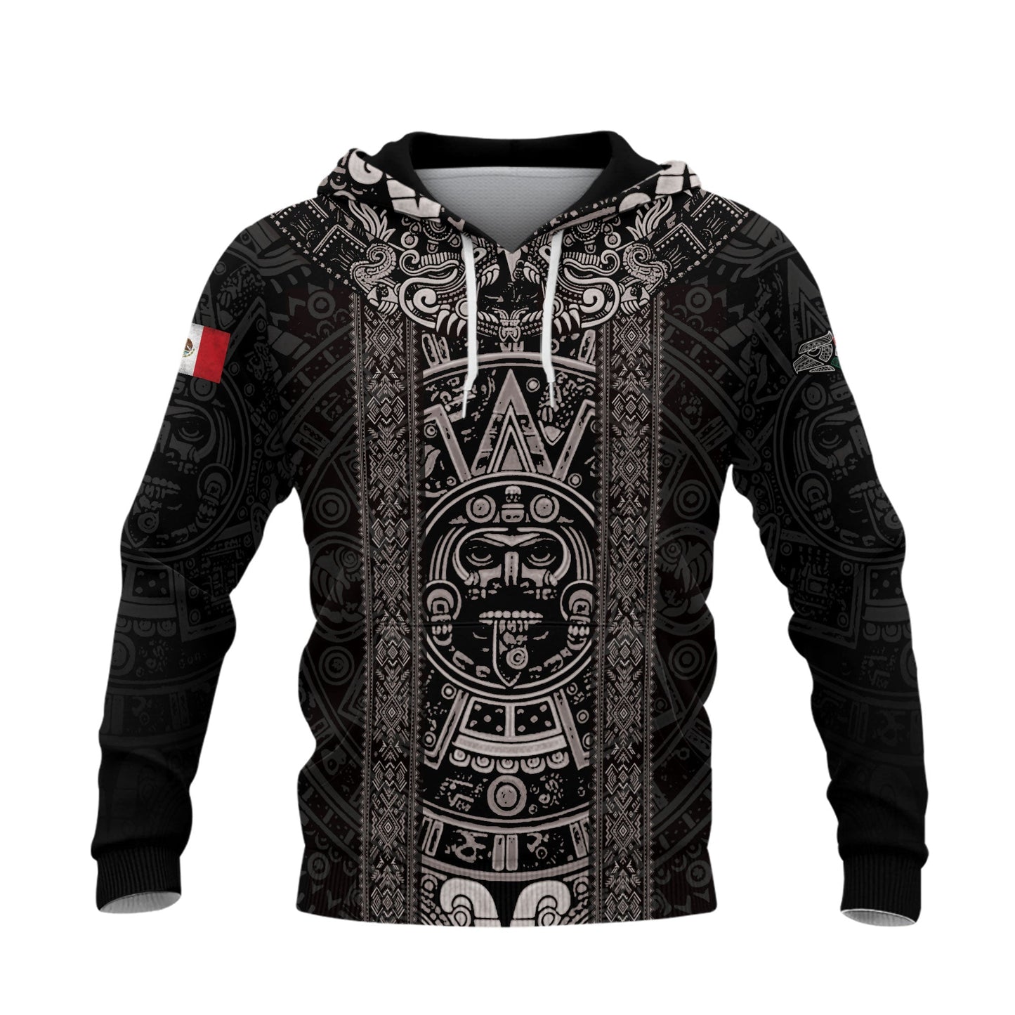 Mexico Aztec Sunstone Calendar Ancient Symbol Heritage Warrior Pride Hoodie