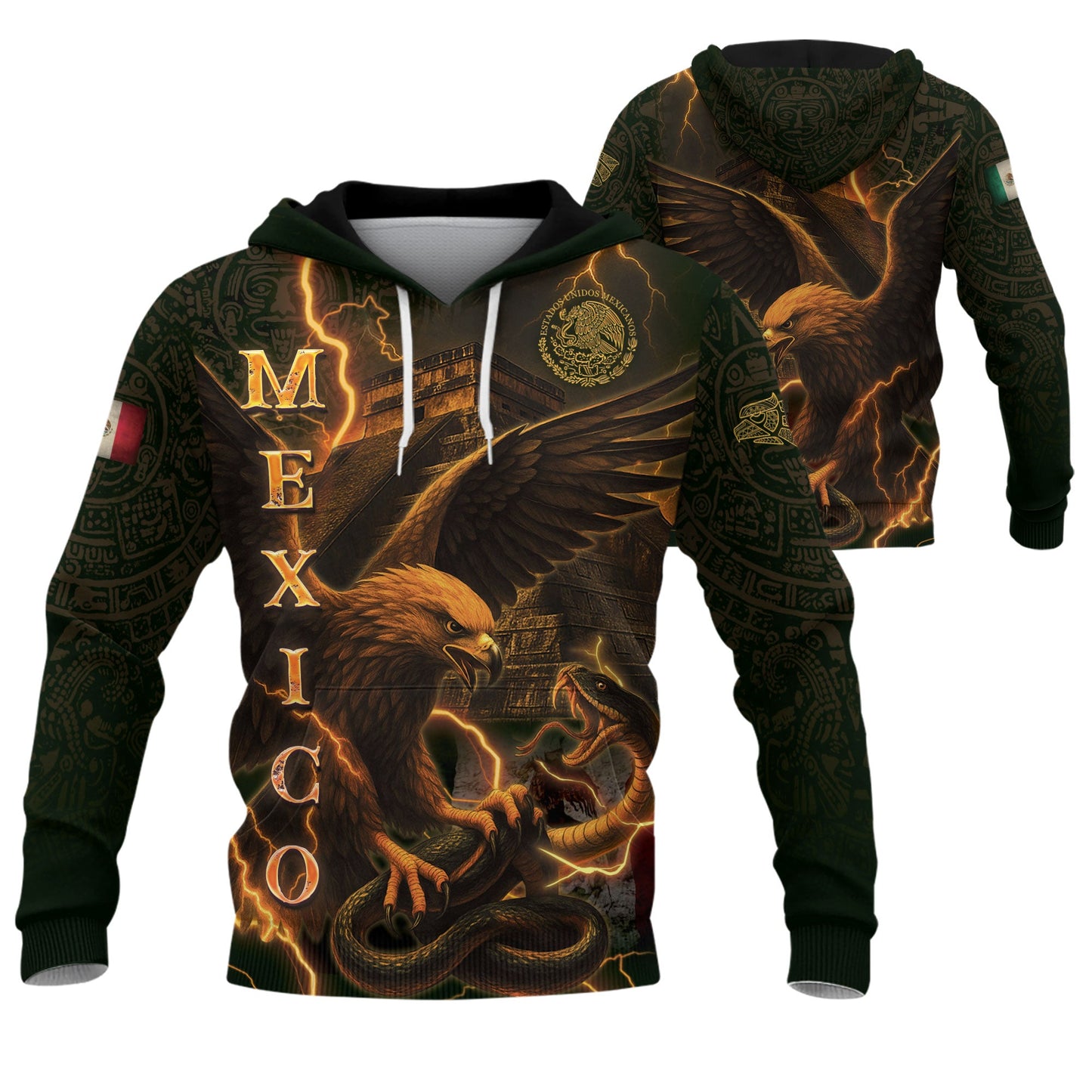 Mexican Aztec Cultural Heritage Eagle And Snake Mens Hoodie