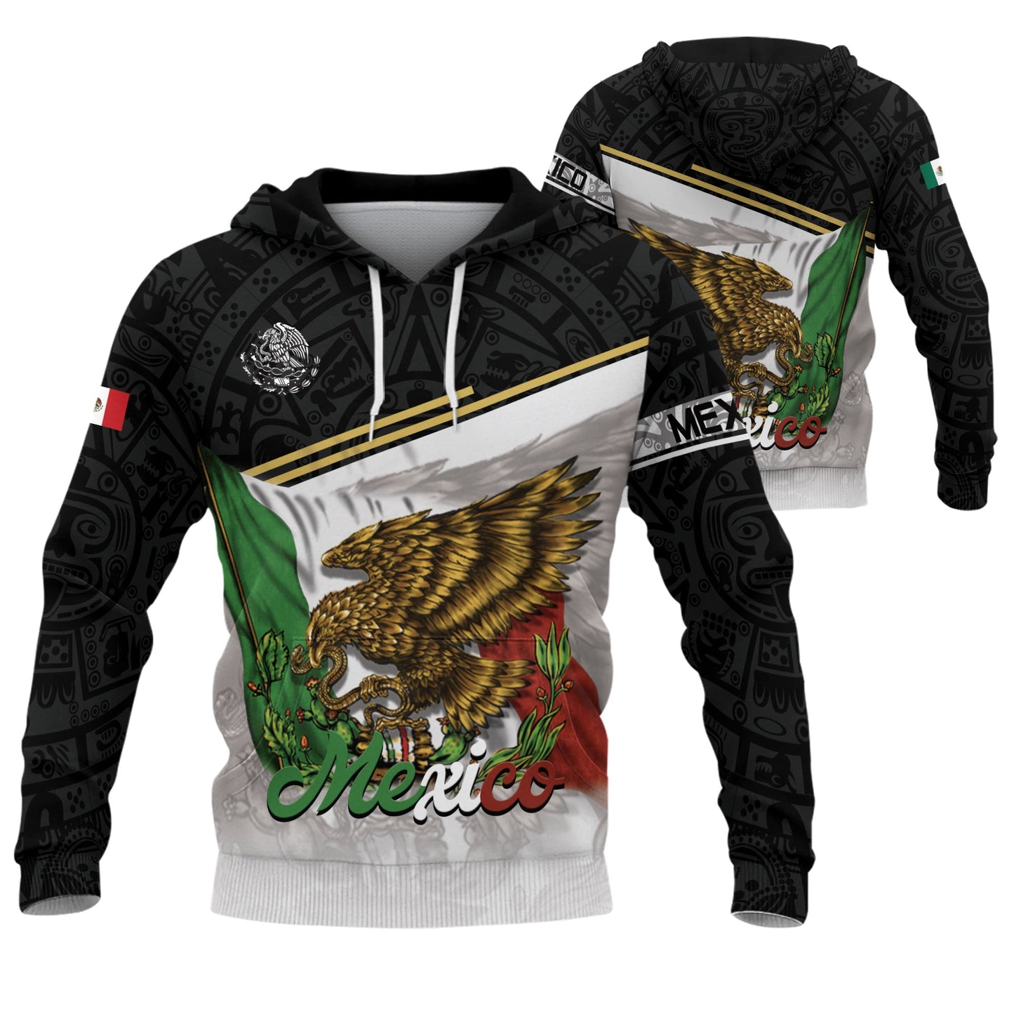 Mexico Eagle Snake Flag Graphic Art Heritage Mens Sudadera De Mexico Hoodie