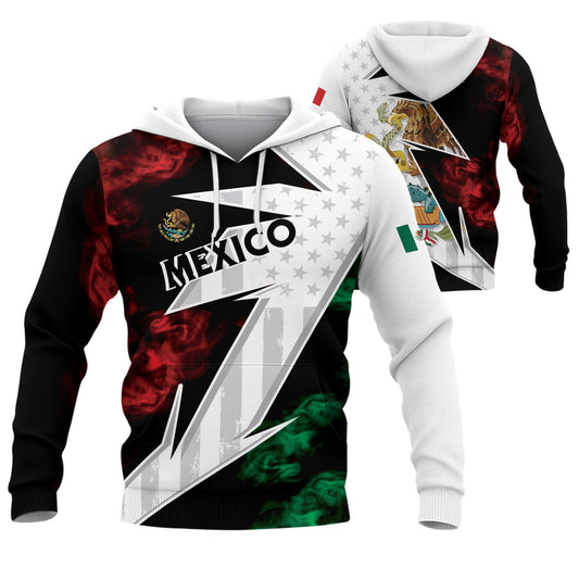 Mexican Black White Lightning Bolt Flag Heritage Mens Sudadera Mexico Hoodie
