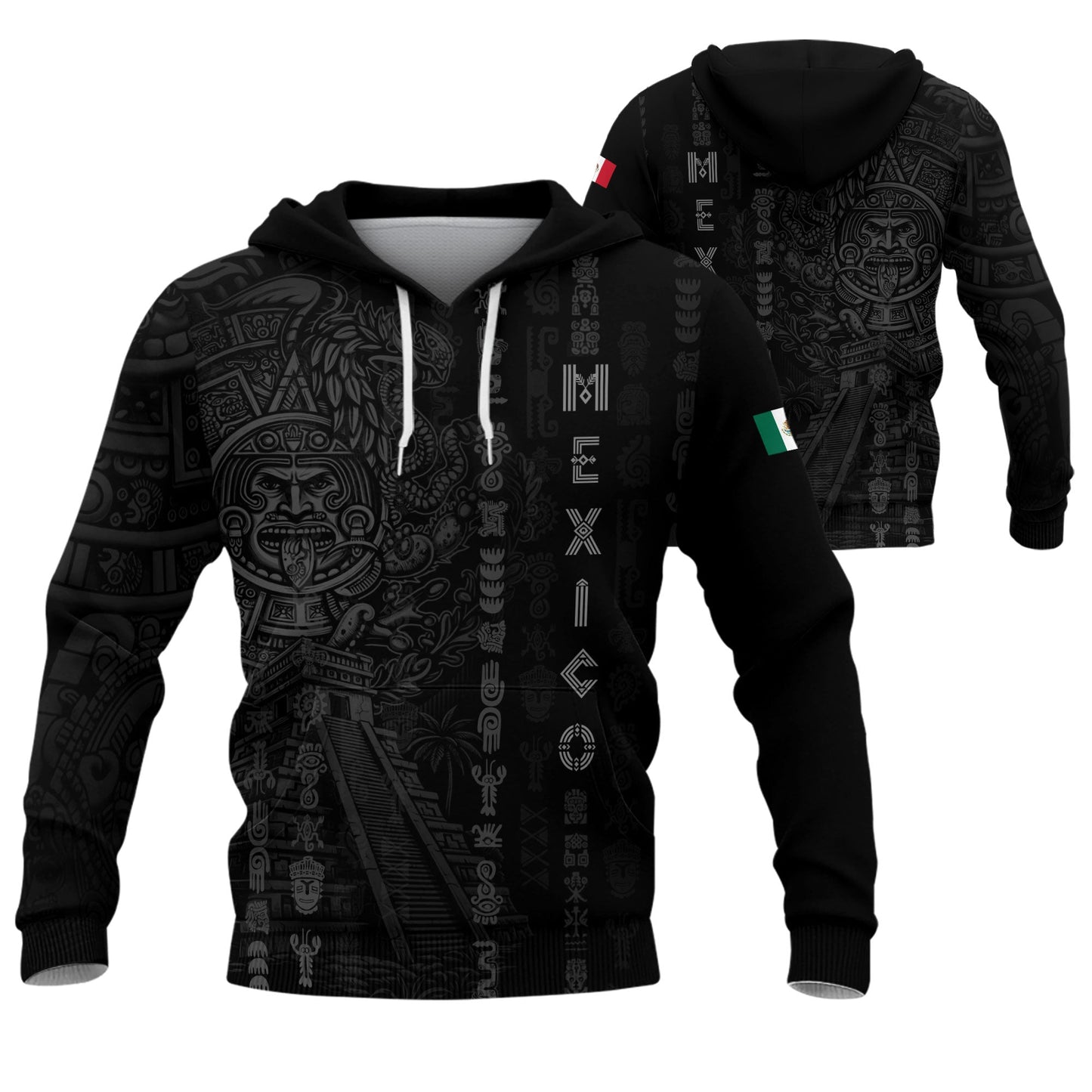 Mexican Aztec Calendar Pyramid Tribal Mens Sudadera De Mexico Heritage Hoodie