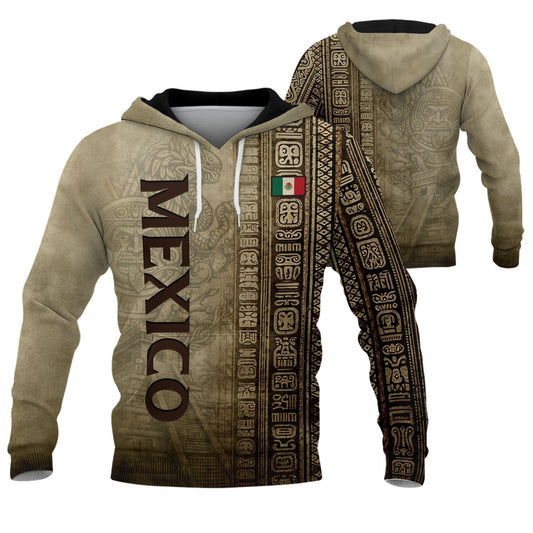 Mexican Vintage Vertical Logo Aztec Heritage Mens Sudadera De Mexico Hoodie