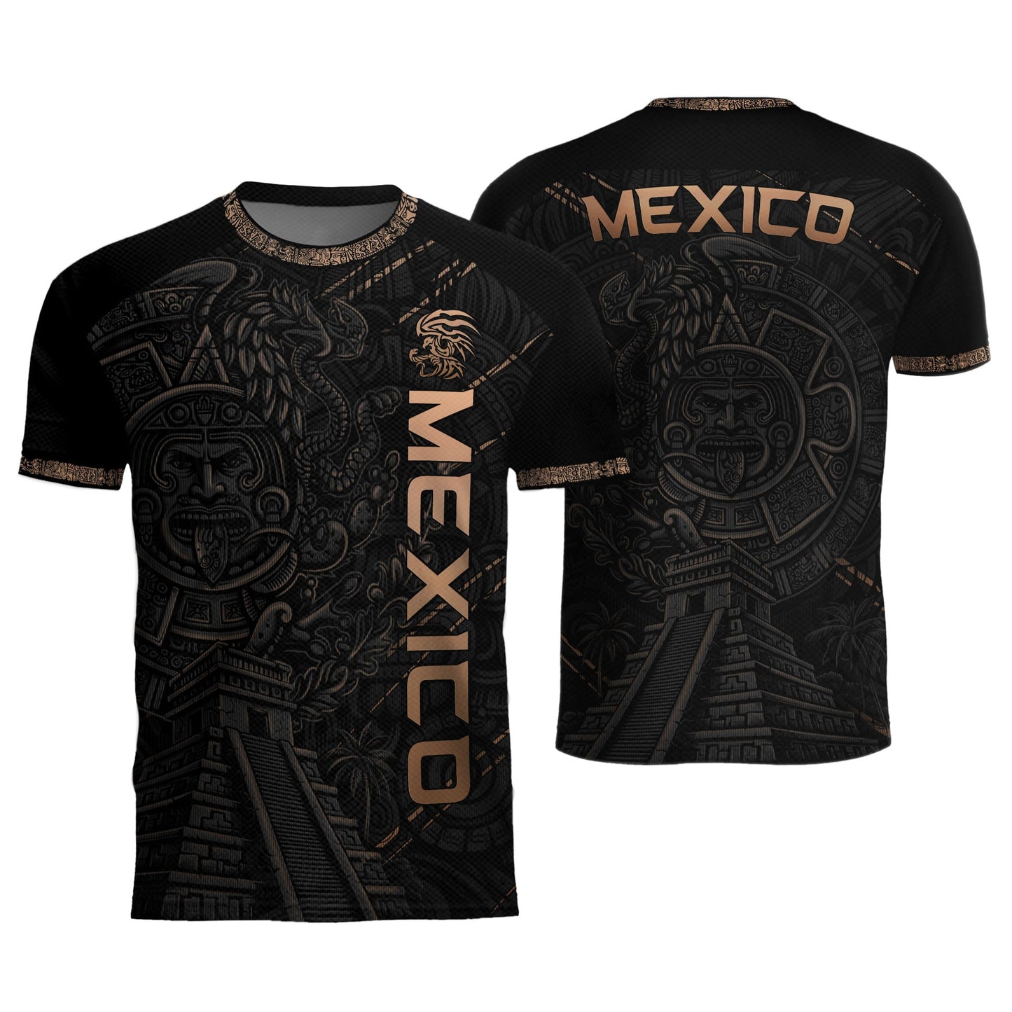 Mexico Heritage Orgullo Mexicano Black Aztec Pyramid Calendar Vintage Soccer Jersey