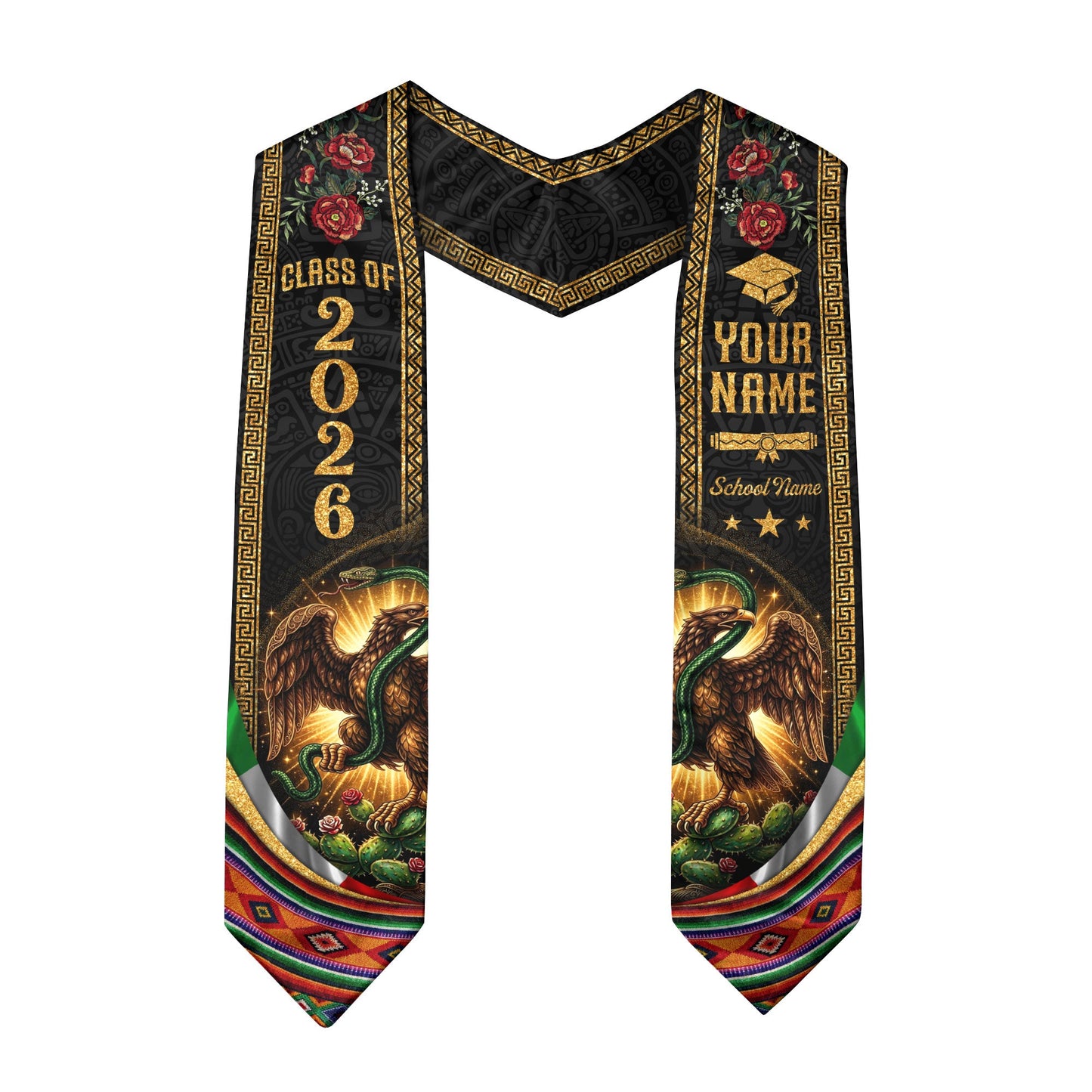 Mexican Graduation Stole 2026 – Custom Mexican Flag Graduation Sash, Mexican Stoles for Graduation