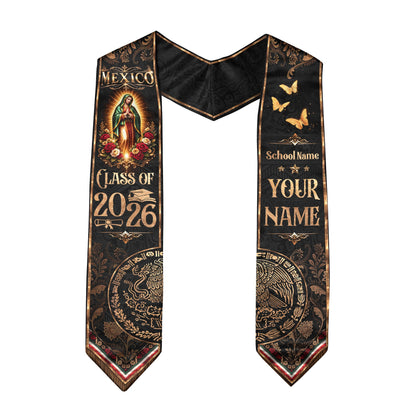 Mexican Graduation Stole 2026 Custom Mexican Graduation Sash, Mexican Flag Sash Mexico
