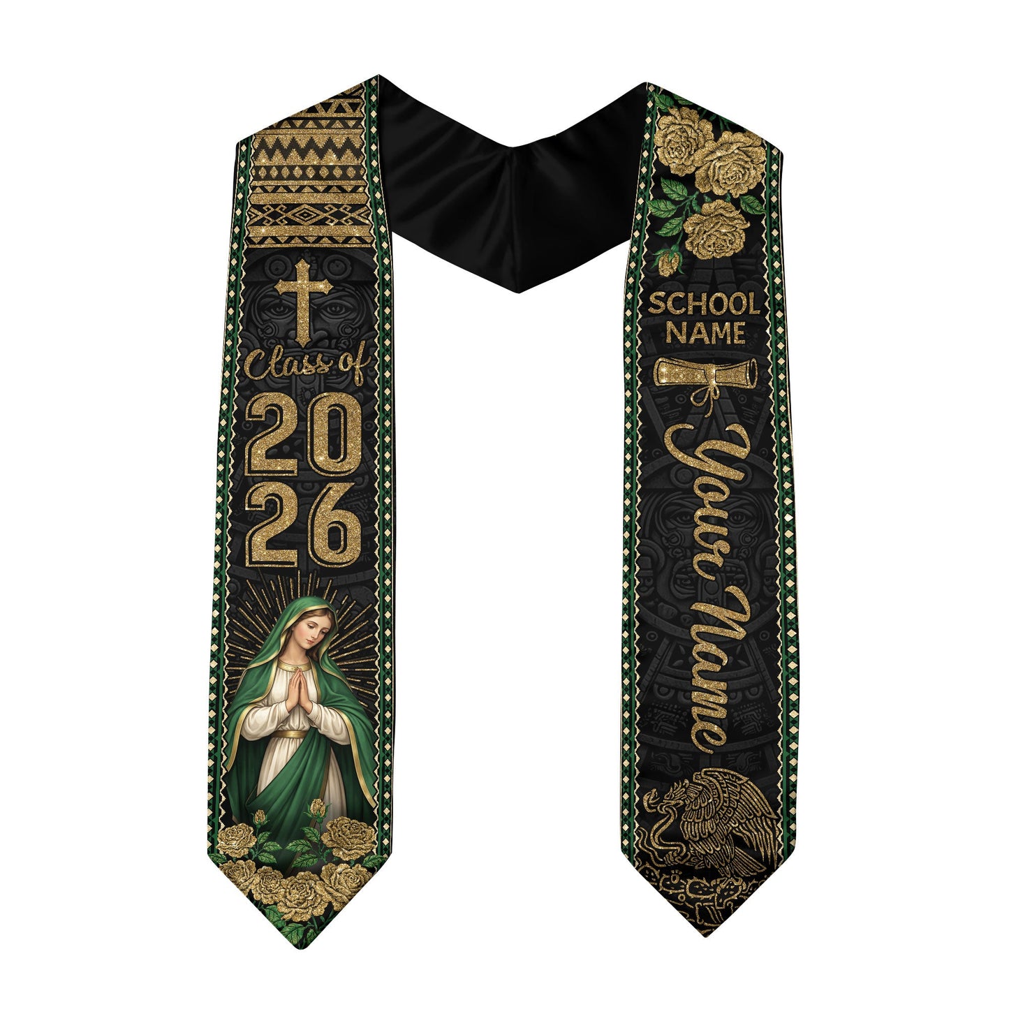 Custom Mexico Graduation Stole 2026 Personalized Mexican Graduation Sash Stoles for Graduation 2026
