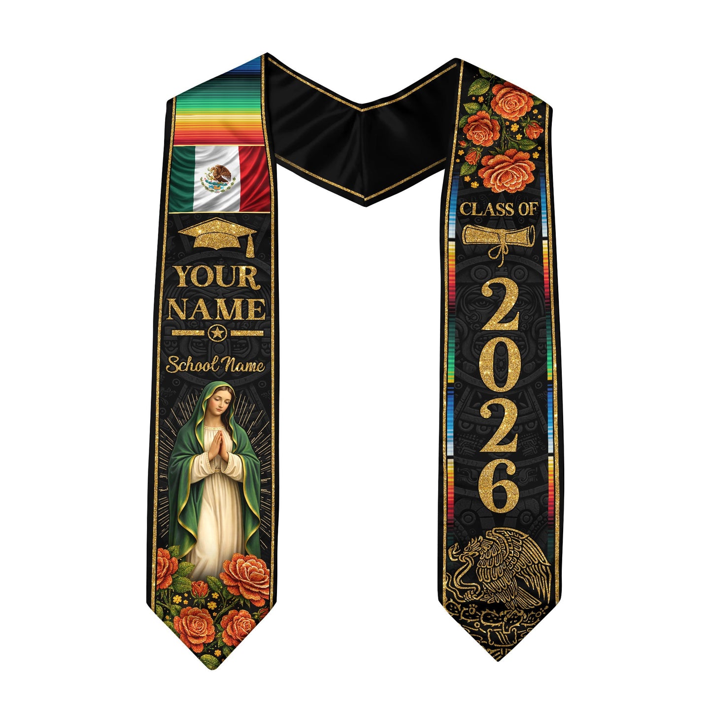 Mexico Graduation Stole 2026 Custom Graduation Sash Personalized Mexican Stoles for Graduation 2026